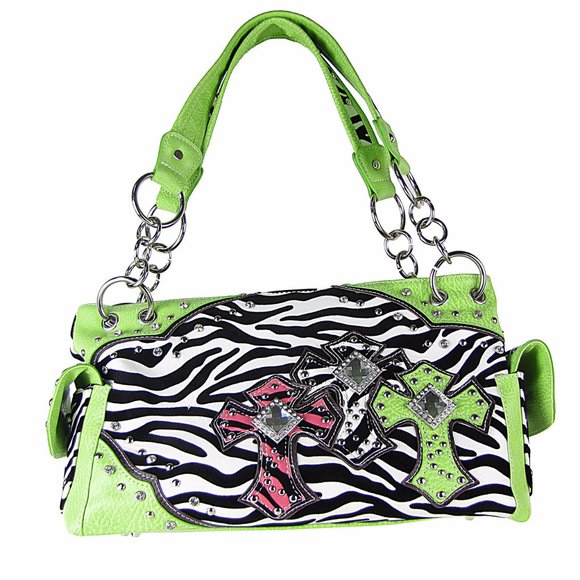Unbranded Handbags - 😀Concealed carry shoulder bag GREEN ZEBRA